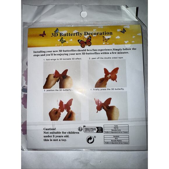 12pcs Pink 3D Butterfly Wall Sticker Party Home Decor Butterfly Stickers - Picture 2 of 2